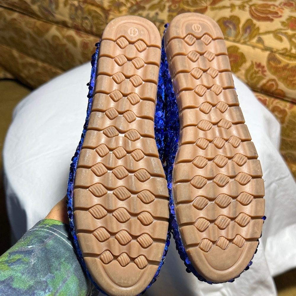 Sparkling Blue Sequin Flats - Picture 3 of 5